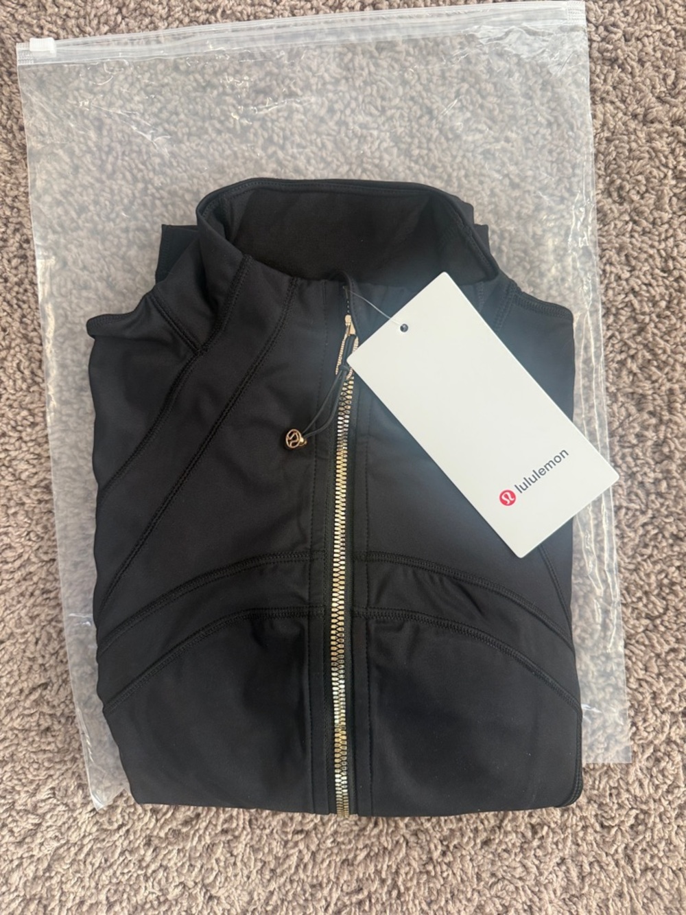 lululemon athletica Black Zip-Up Jacket with Gold Hardware